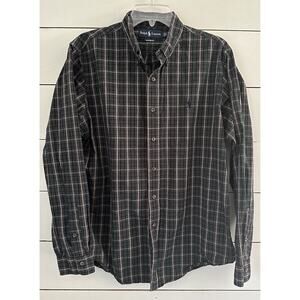 Ralph Lauren Men's Shirt Custom Fit Green Plaid Long Sleeve Size Large